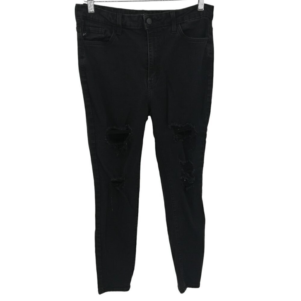 KanCan Kurvy Ultra High Ankle Skinny Jeans Black Size 29 Distressed Destroyed